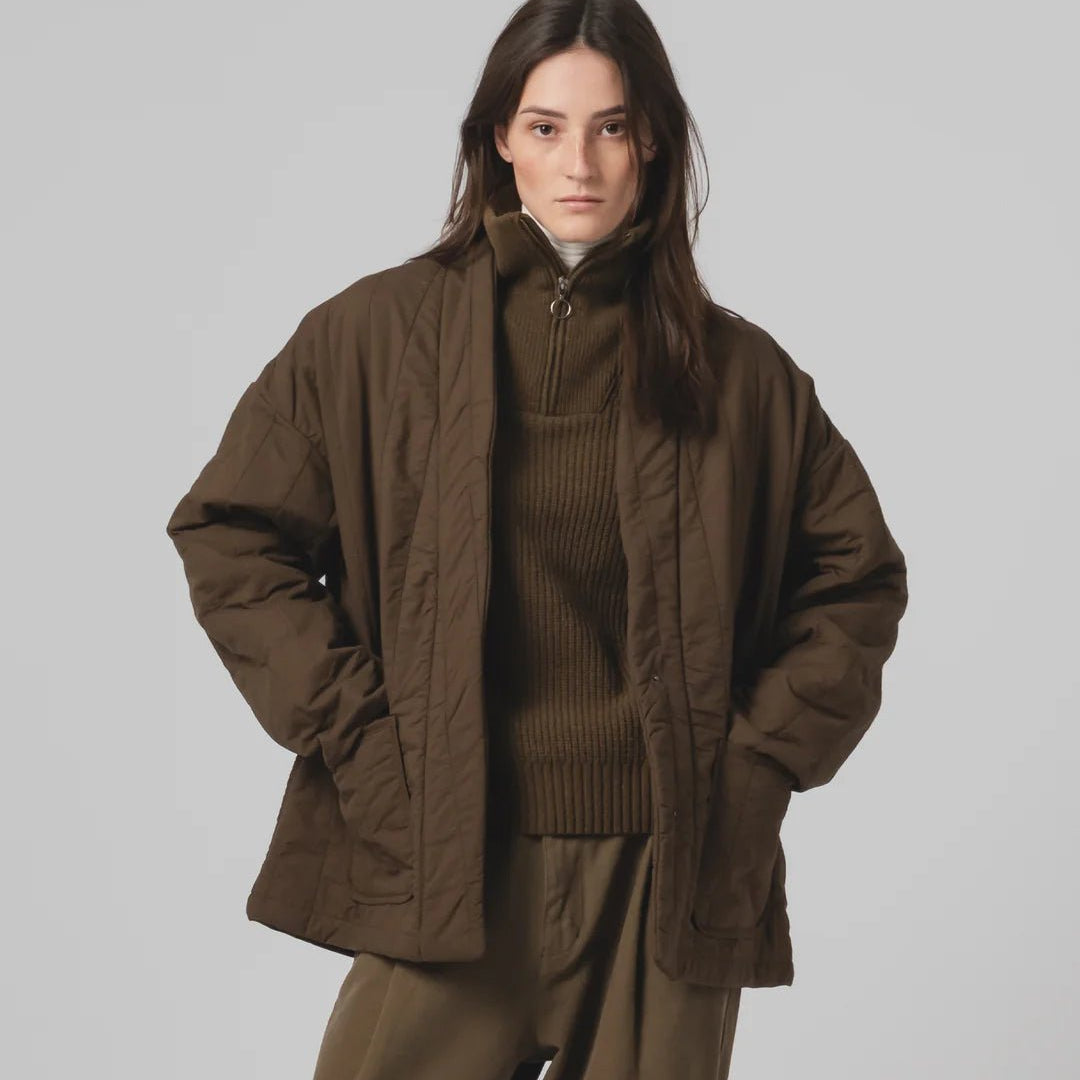 Eat Dust Unisex Edo Quilted Jacket Java Brown - Steranko Clothing Manchester