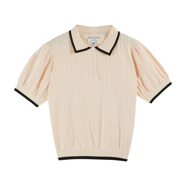 Emile & Ida Dino Pointelle Polo Shirt Cream - Steranko Clothing Manchester