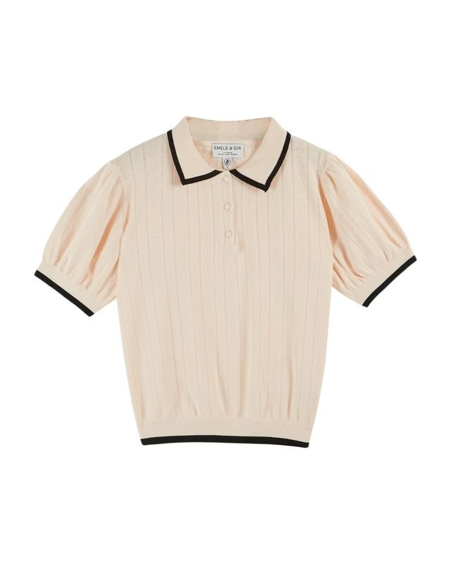 Emile & Ida Dino Pointelle Polo Shirt Cream - Steranko Clothing Manchester