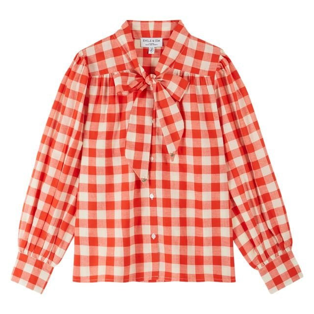 Emile & Ida Diva Blouse Red Gingham - Steranko Clothing Manchester