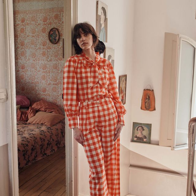 Emile & Ida Diva Blouse Red Gingham - Steranko Clothing Manchester