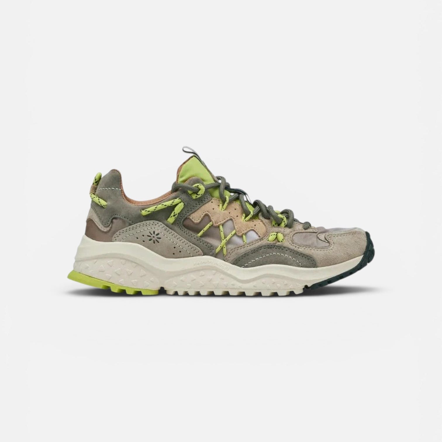 Flower Mountain Yamabushi Suede/Nylon Ripstop Taupe - Lime - Steranko Clothing Manchester