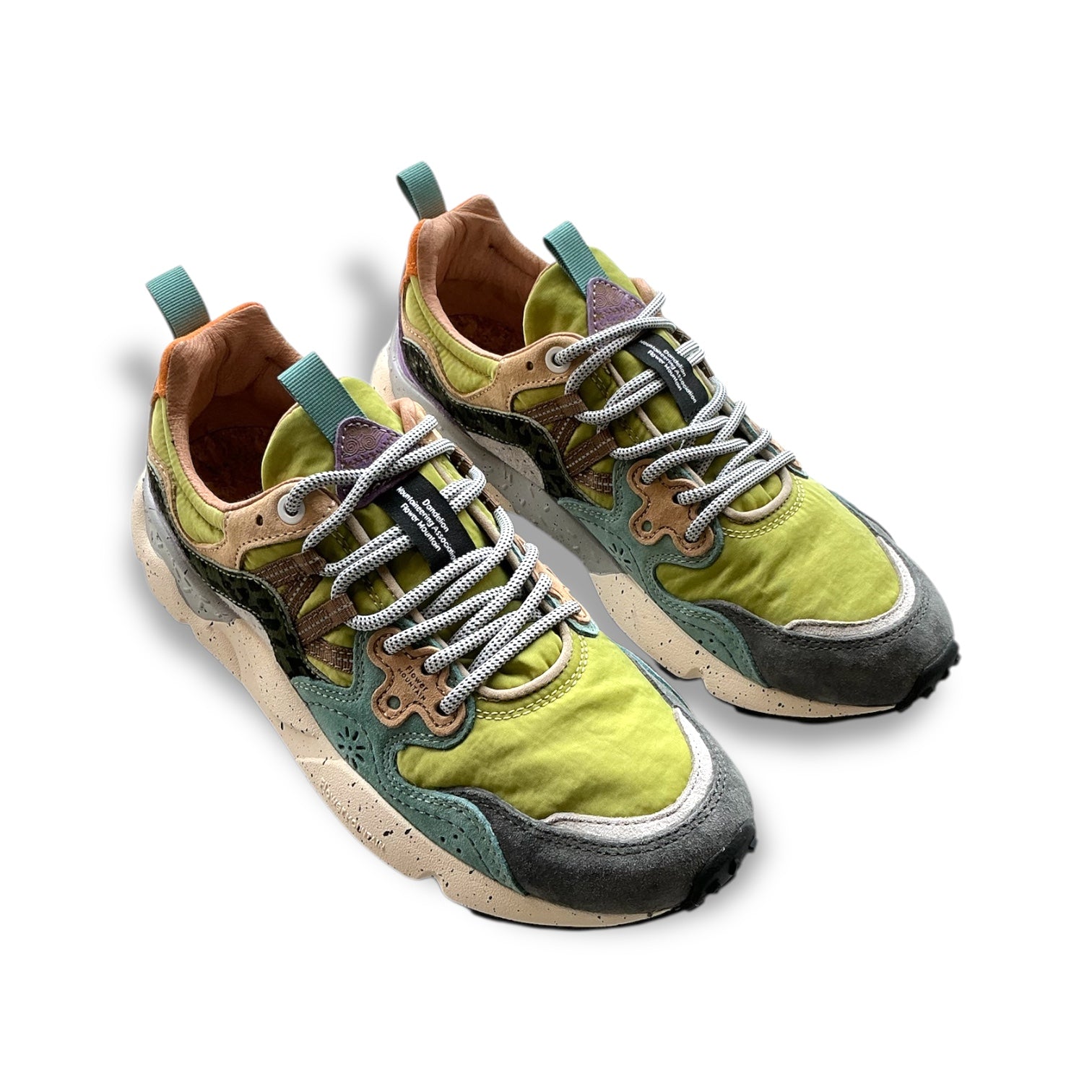 Flower Mountain Yamano 3 Suede / Pony Dark Grey/ Acid Green Bottle - Steranko Clothing Manchester