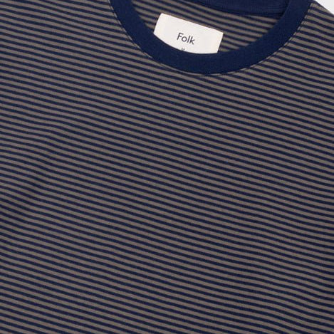 Folk 1x1 Stripe T-Shirt Black/Charcoal - Steranko Clothing Manchester