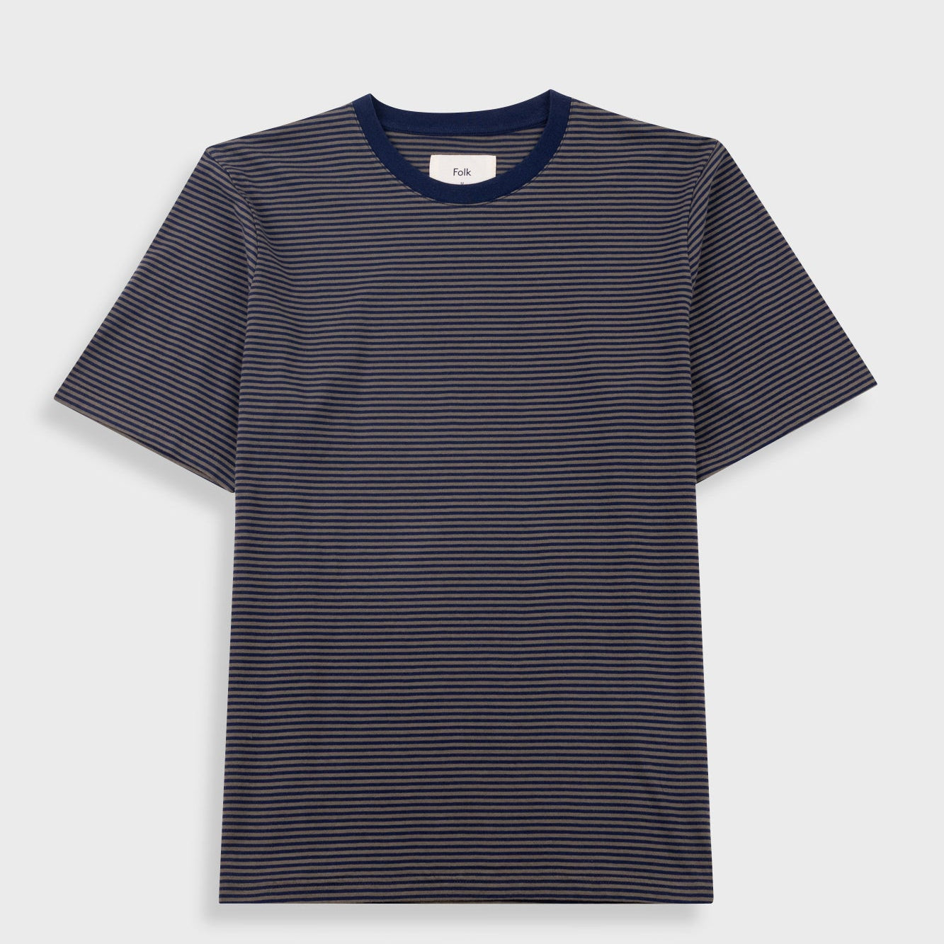 Folk 1x1 Stripe T-Shirt Black/Charcoal - Steranko Clothing Manchester