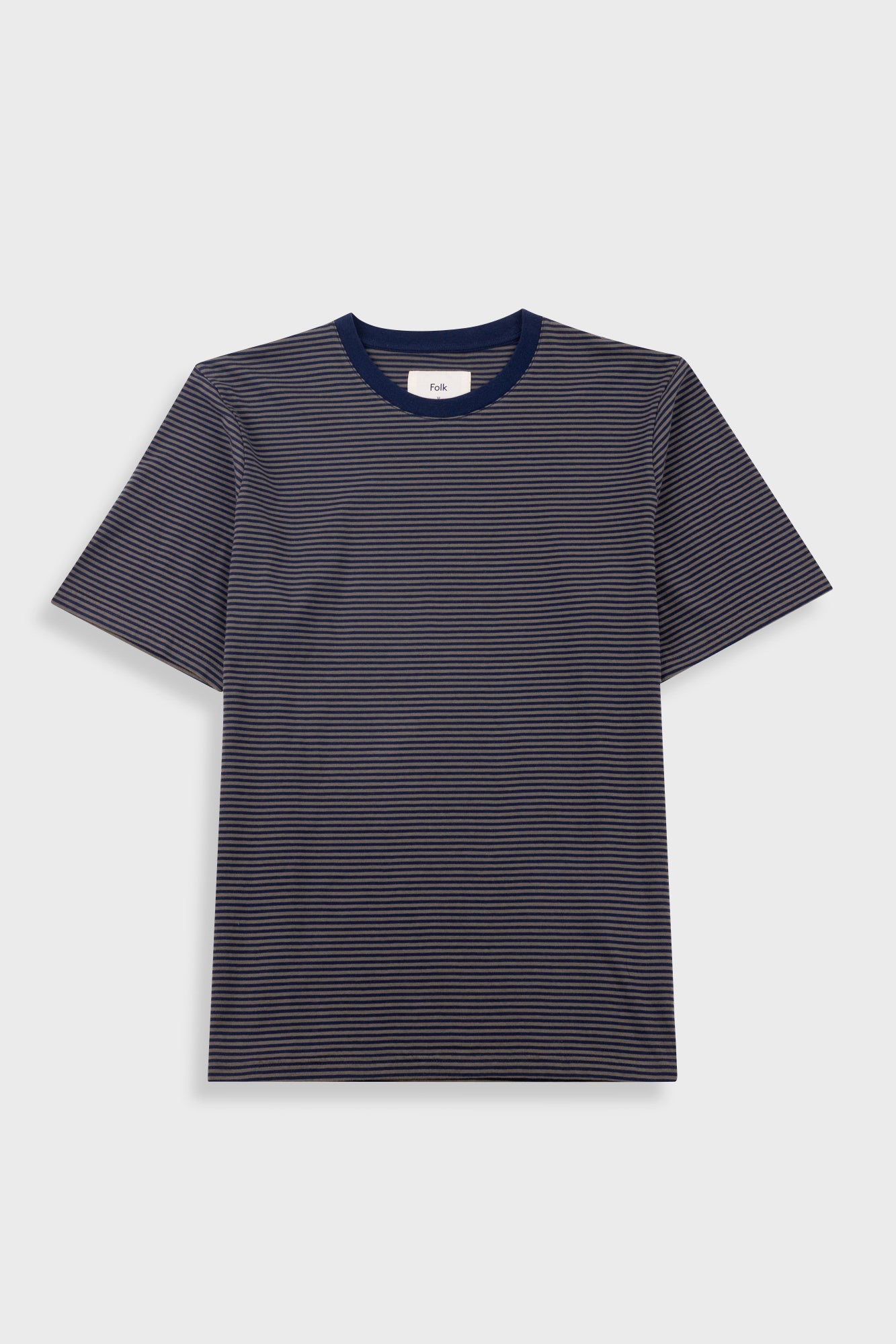 Folk 1x1 Stripe T-Shirt Black/Charcoal - Steranko Clothing Manchester