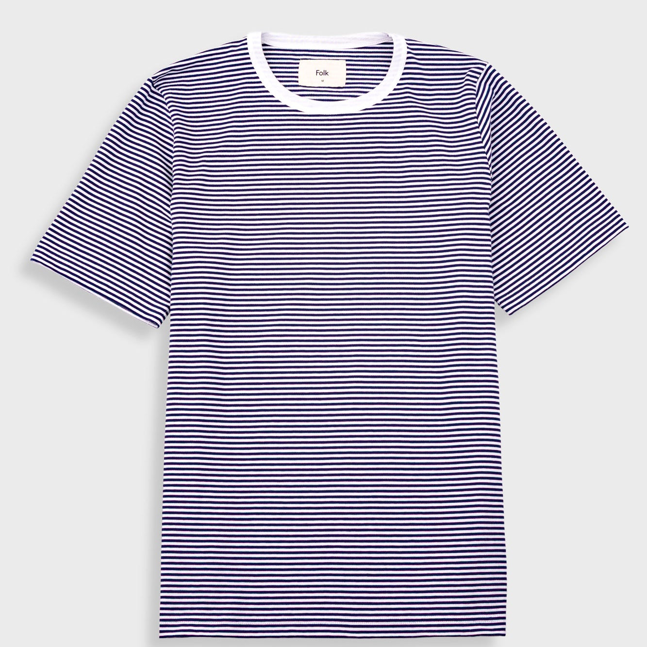 Folk 1x1 Stripe T-shirt Bright Navy Ecru - Steranko Clothing Manchester