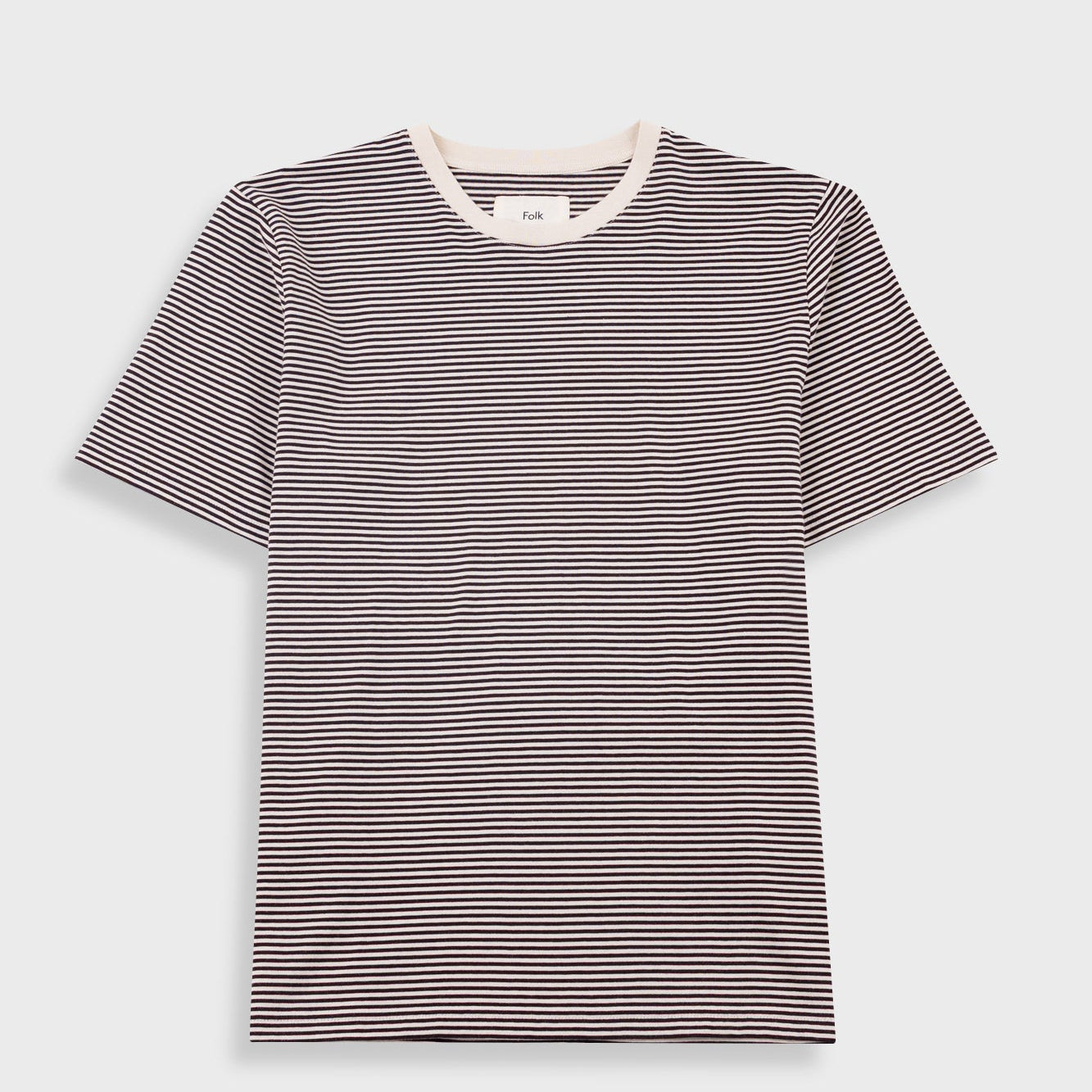Folk 1x1 Stripe T-Shirt Espresso / Stone - Steranko Clothing Manchester