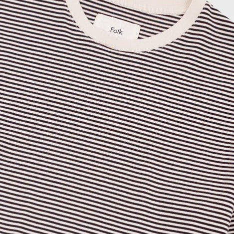 Folk 1x1 Stripe T-Shirt Espresso / Stone - Steranko Clothing Manchester