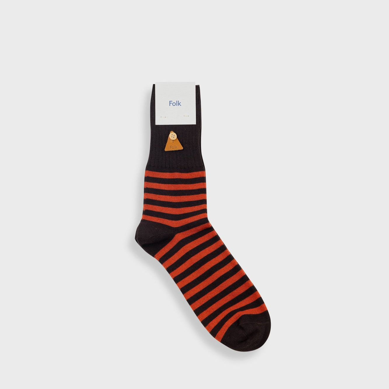 Folk Block Stripe Sock Navy / Dark Olive - Steranko Clothing Manchester