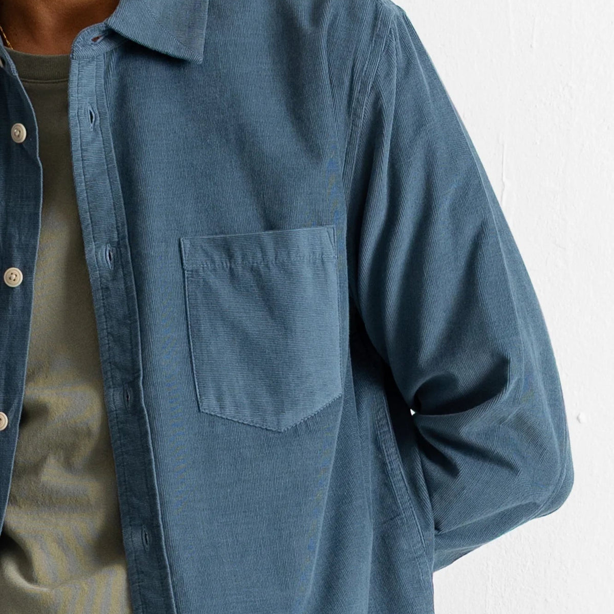 Folk Direction Babycord L/S Shirt Blue Oxide - Steranko Clothing Manchester