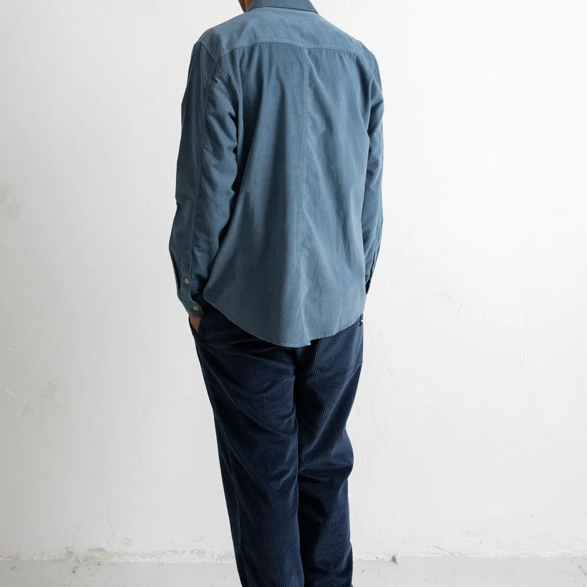 Folk Direction Babycord L/S Shirt Blue Oxide - Steranko Clothing Manchester