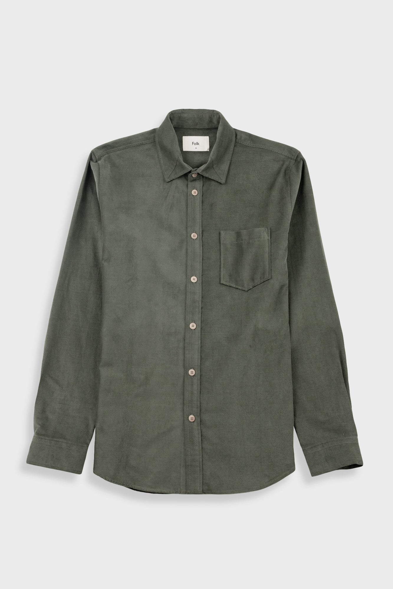 Folk Direction Babycord L/S Shirt Dark Sage - Steranko Clothing Manchester
