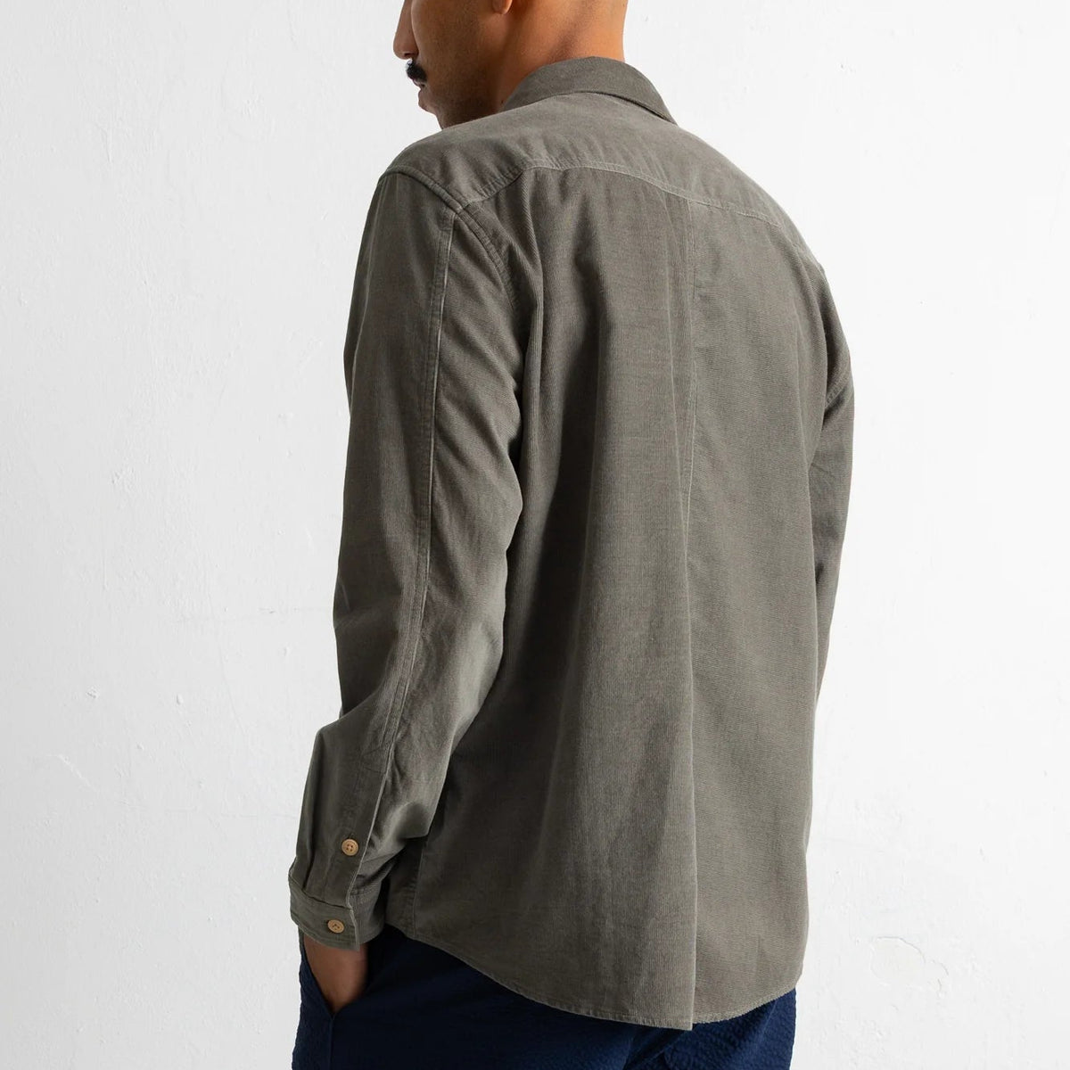 Folk Direction Babycord L/S Shirt Dark Sage - Steranko Clothing Manchester