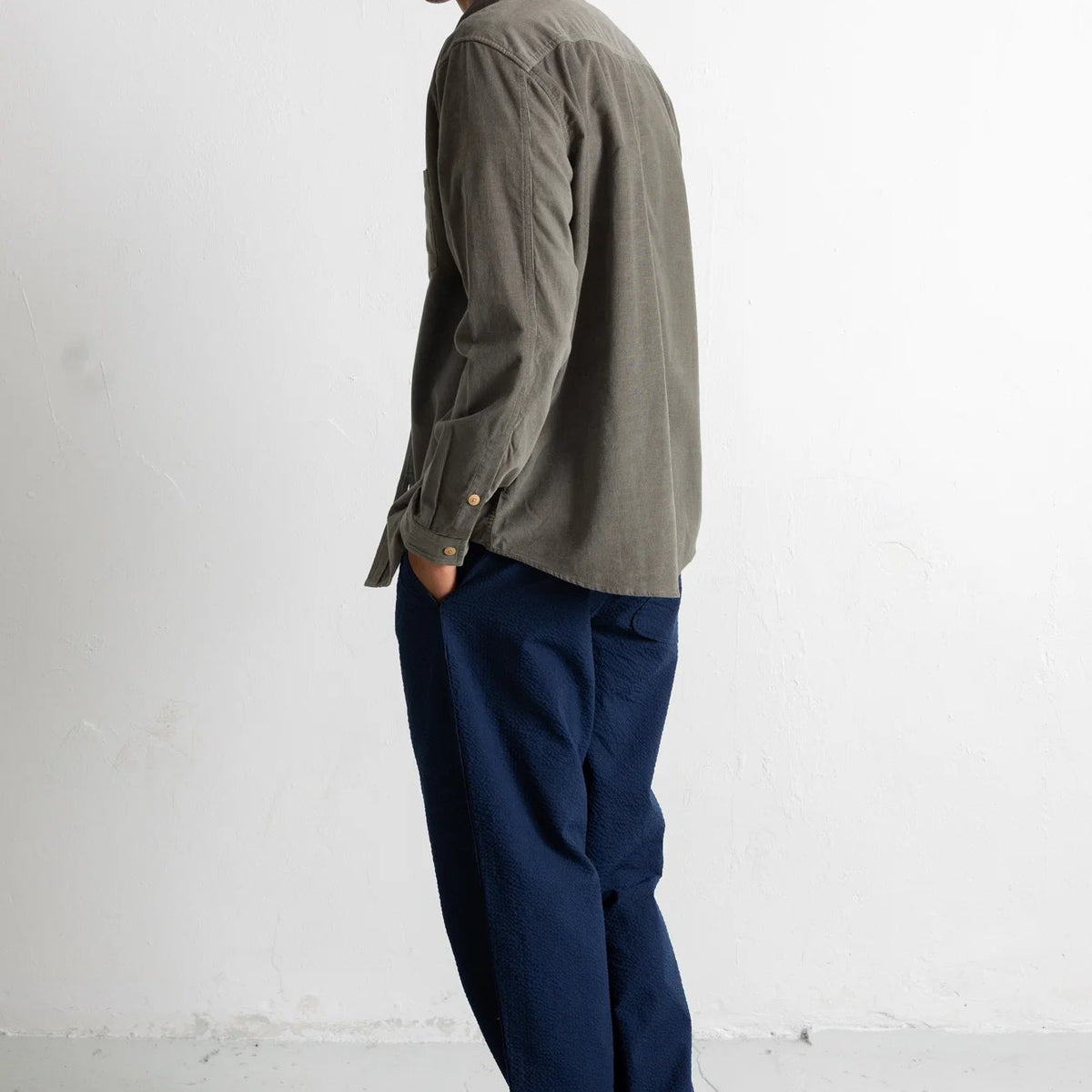 Folk Direction Babycord L/S Shirt Dark Sage - Steranko Clothing Manchester