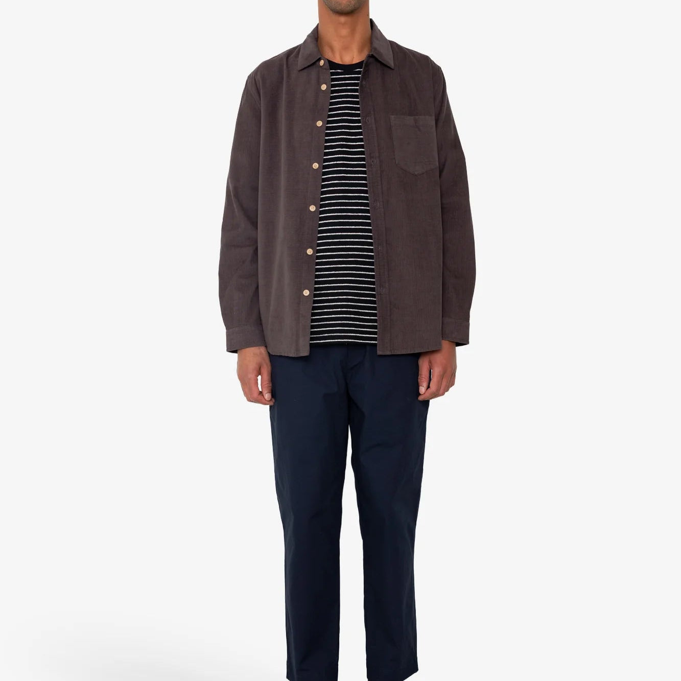 Folk Direction Babycord Shirt Black Grape - Steranko Clothing Manchester