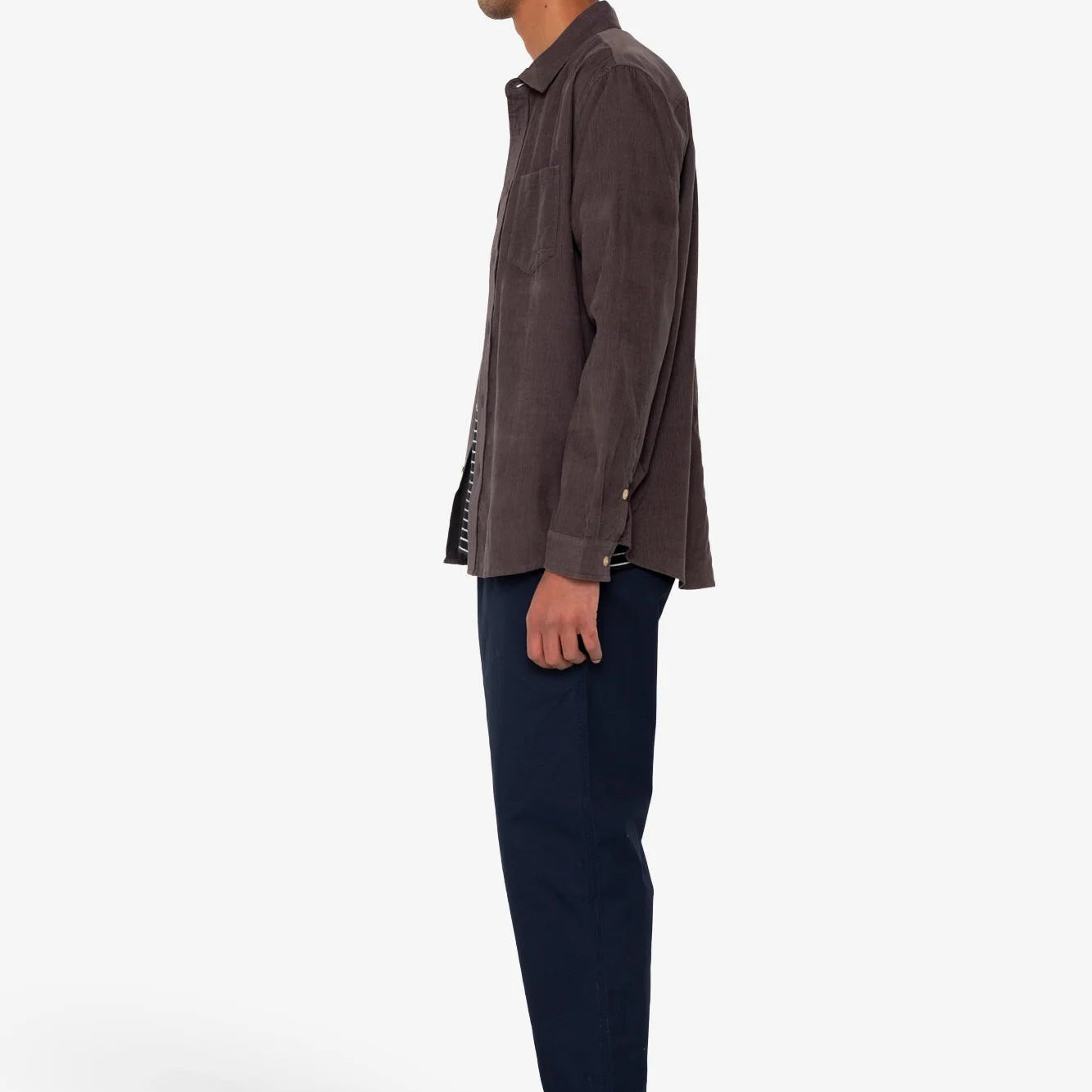 Folk Direction Babycord Shirt Black Grape - Steranko Clothing Manchester