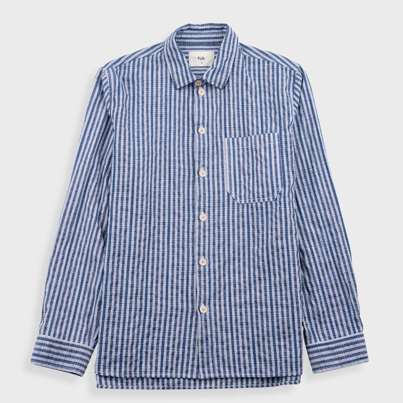 Folk Easy Fit Shirt Indigo Crinkle Mini Check - Steranko Clothing Manchester