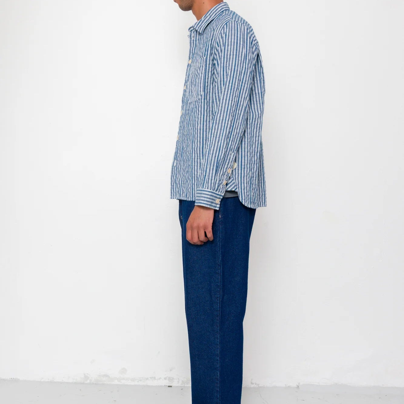 Folk Easy Fit Shirt Indigo Crinkle Mini Check - Steranko Clothing Manchester