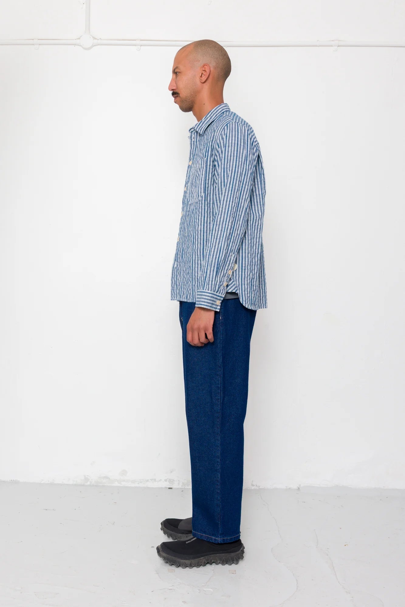 Folk Easy Fit Shirt Indigo Crinkle Mini Check - Steranko Clothing Manchester