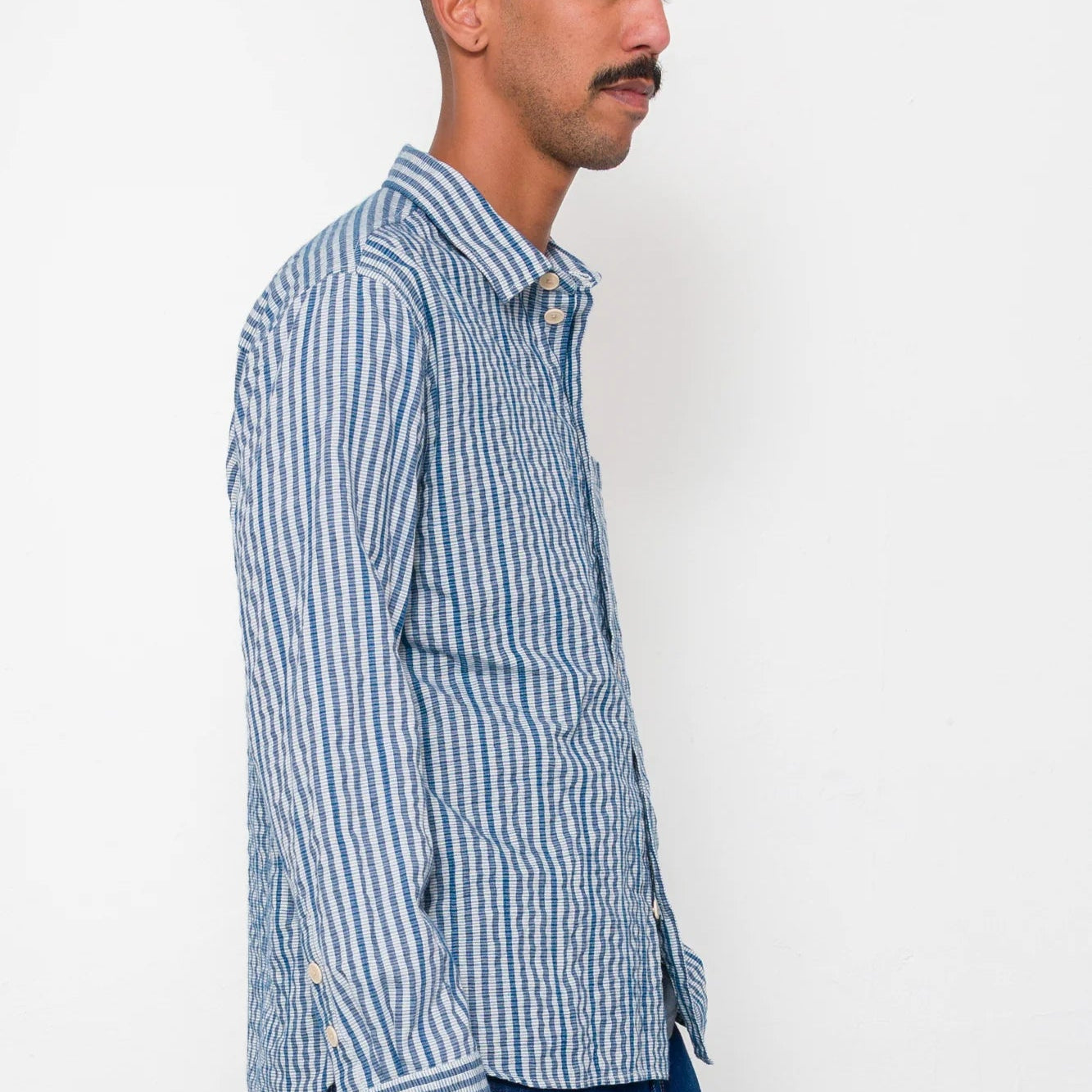 Folk Easy Fit Shirt Indigo Crinkle Mini Check - Steranko Clothing Manchester