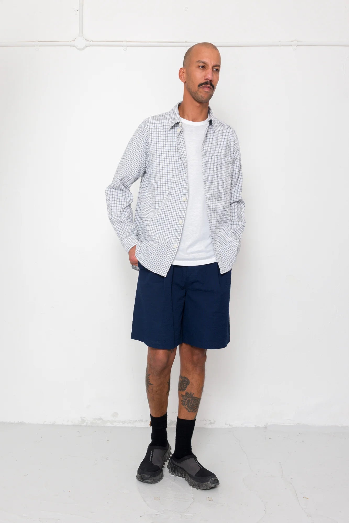 Folk Easy Fit Shirt Soft Blue Mini Check - Steranko Clothing Manchester