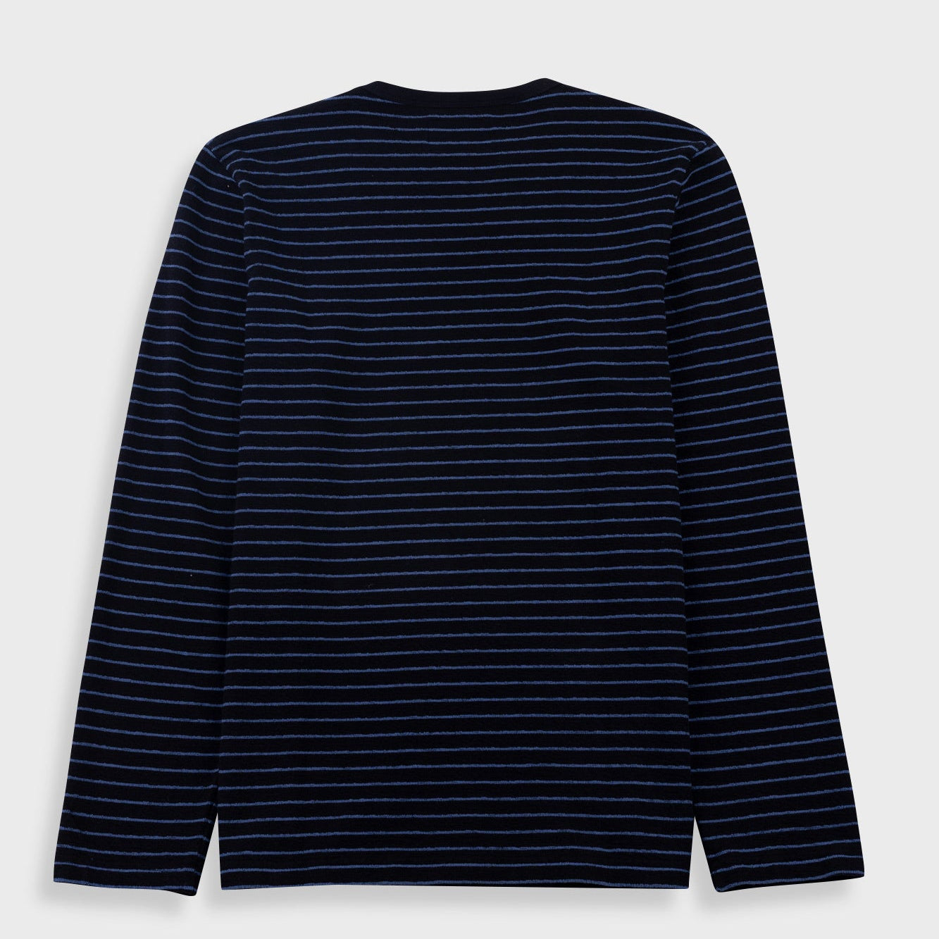 Folk Long Sleeve Textured Stripe T-Shirt Black/Soft Blue - Steranko Clothing Manchester