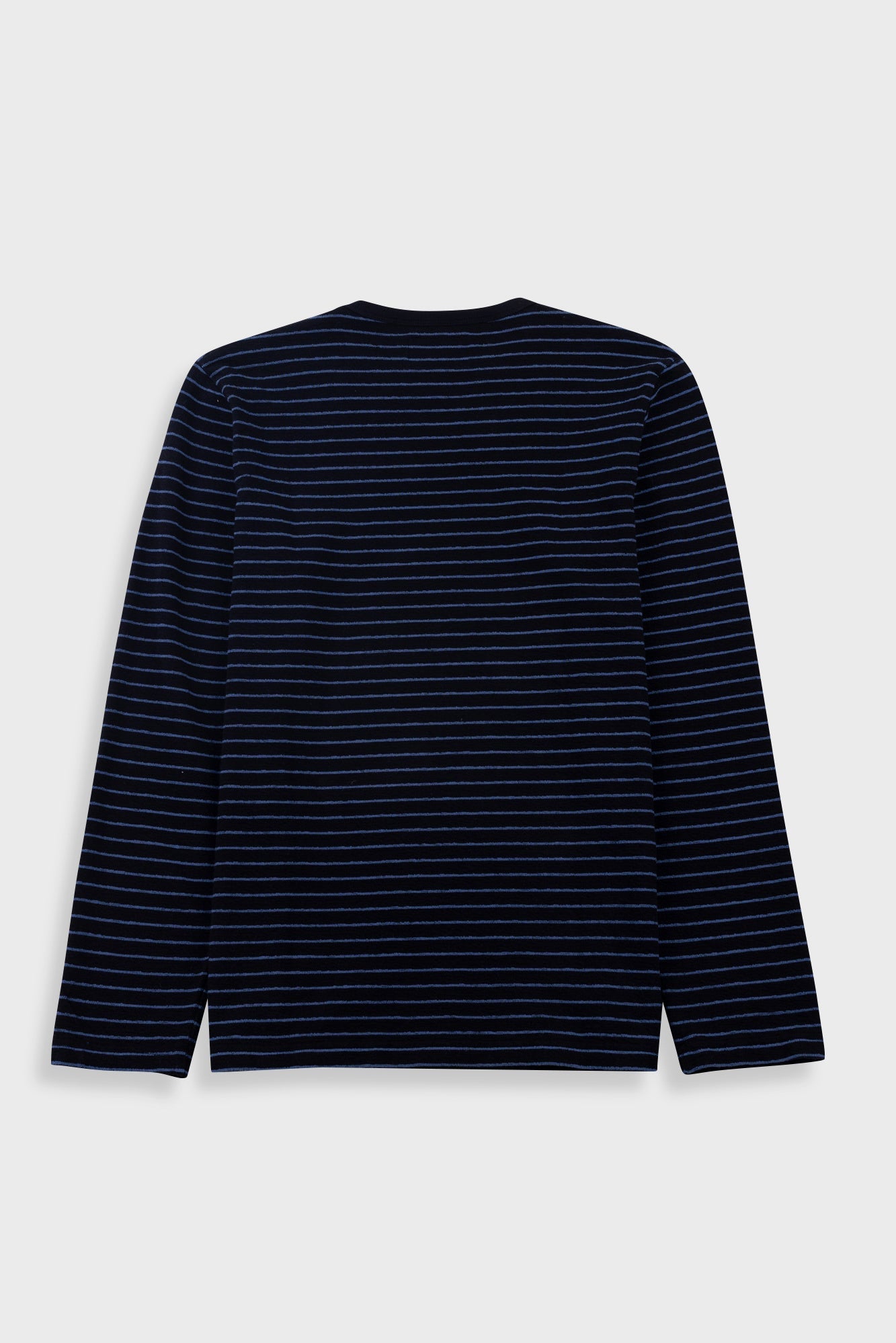 Folk Long Sleeve Textured Stripe T-Shirt Black/Soft Blue - Steranko Clothing Manchester