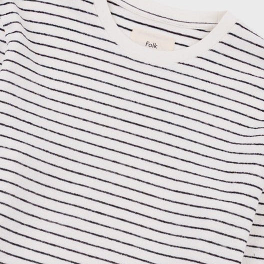 Folk Long Sleeve Textured Stripe T-Shirt Ecru/Black - Steranko Clothing Manchester