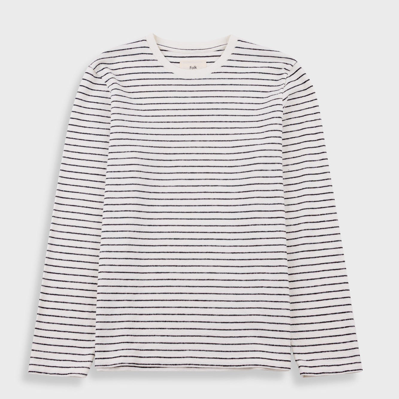 Folk Long Sleeve Textured Stripe T-Shirt Ecru/Black - Steranko Clothing Manchester