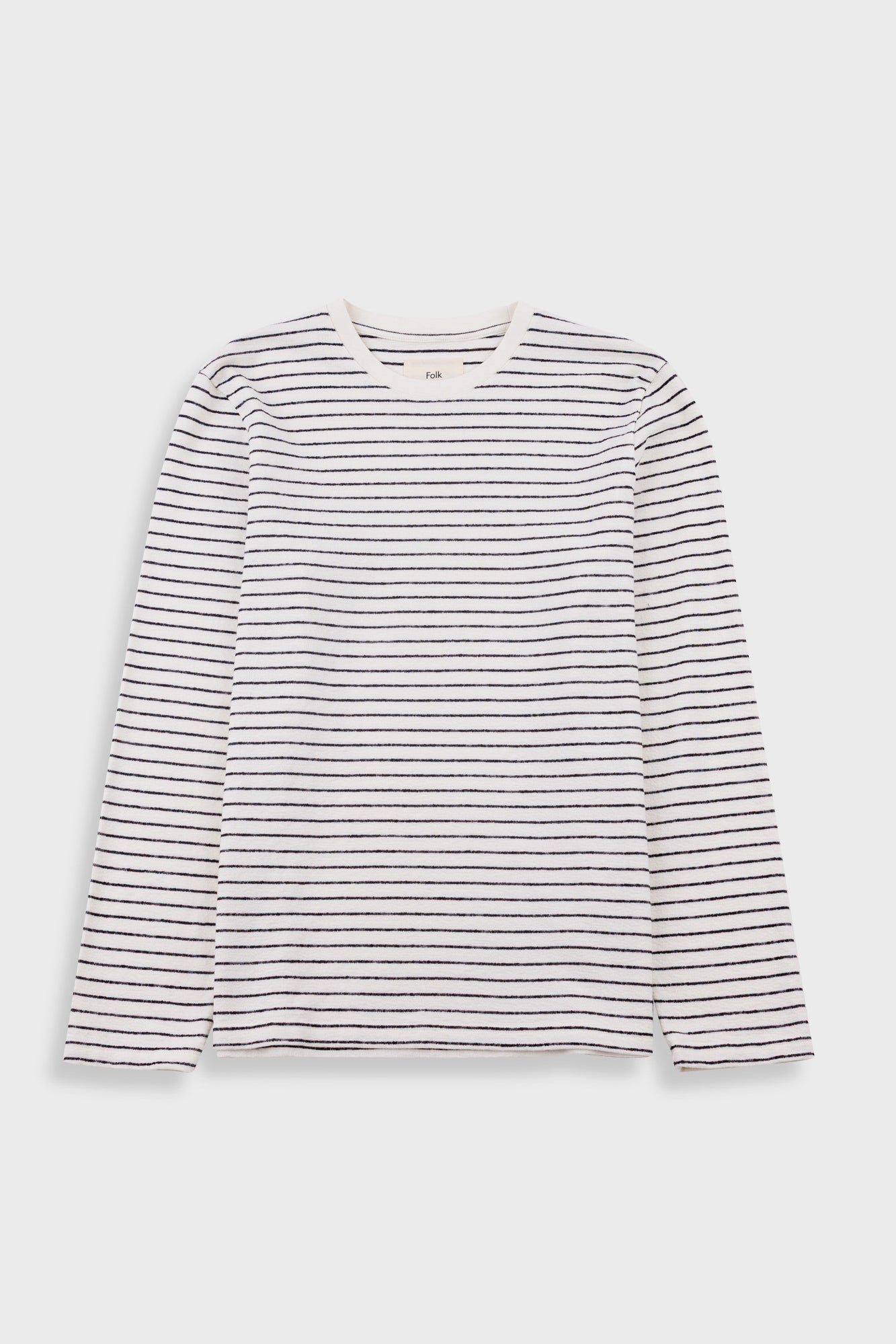 Folk Long Sleeve Textured Stripe T-Shirt Ecru/Black - Steranko Clothing Manchester