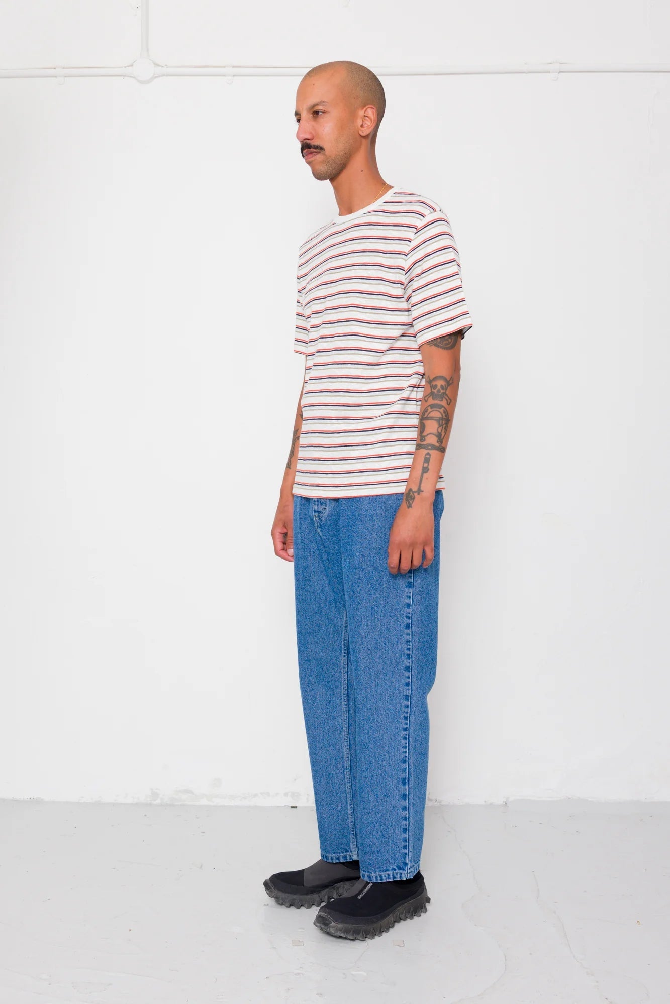 Folk Multistripe T-Shirt Ecru Red Oxide Mix - Steranko Clothing Manchester