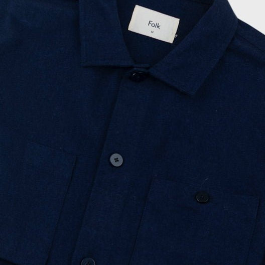Folk Patch Overshirt Navy Lightweight Moleskin - Steranko Clothing Manchester