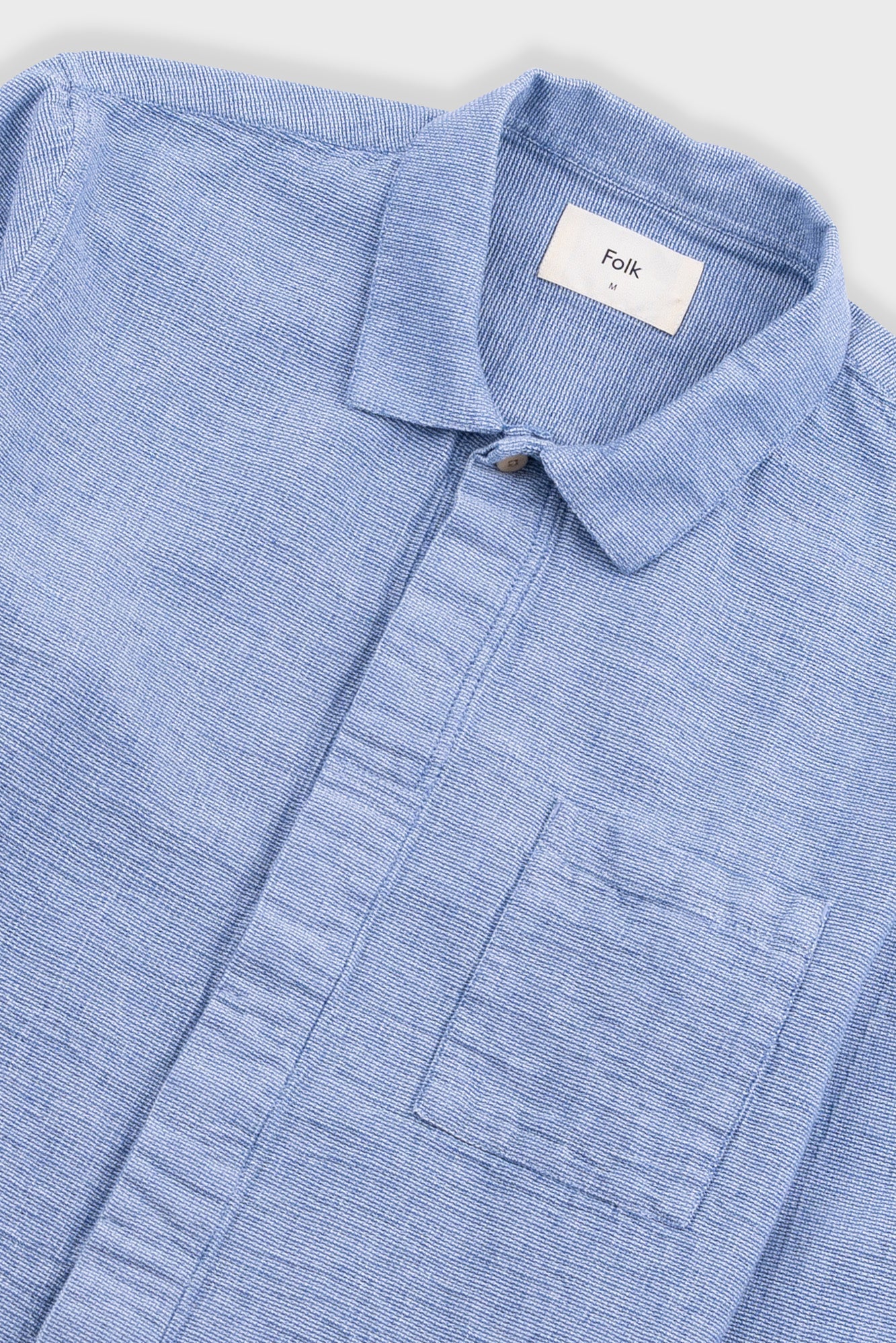 Folk Patch Shirt Light indigo Basketweave - Steranko Clothing Manchester