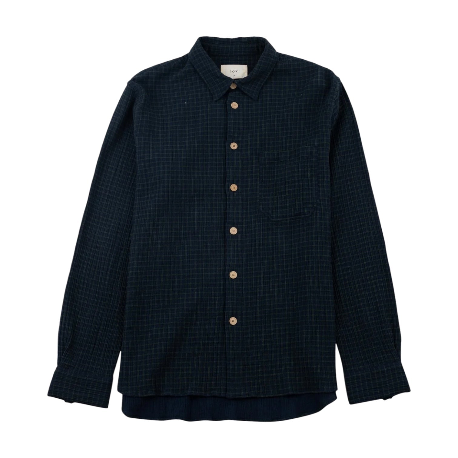 Folk Relaxed Easy Fit Shirt Navy Crinkle Check - Steranko Clothing Manchester