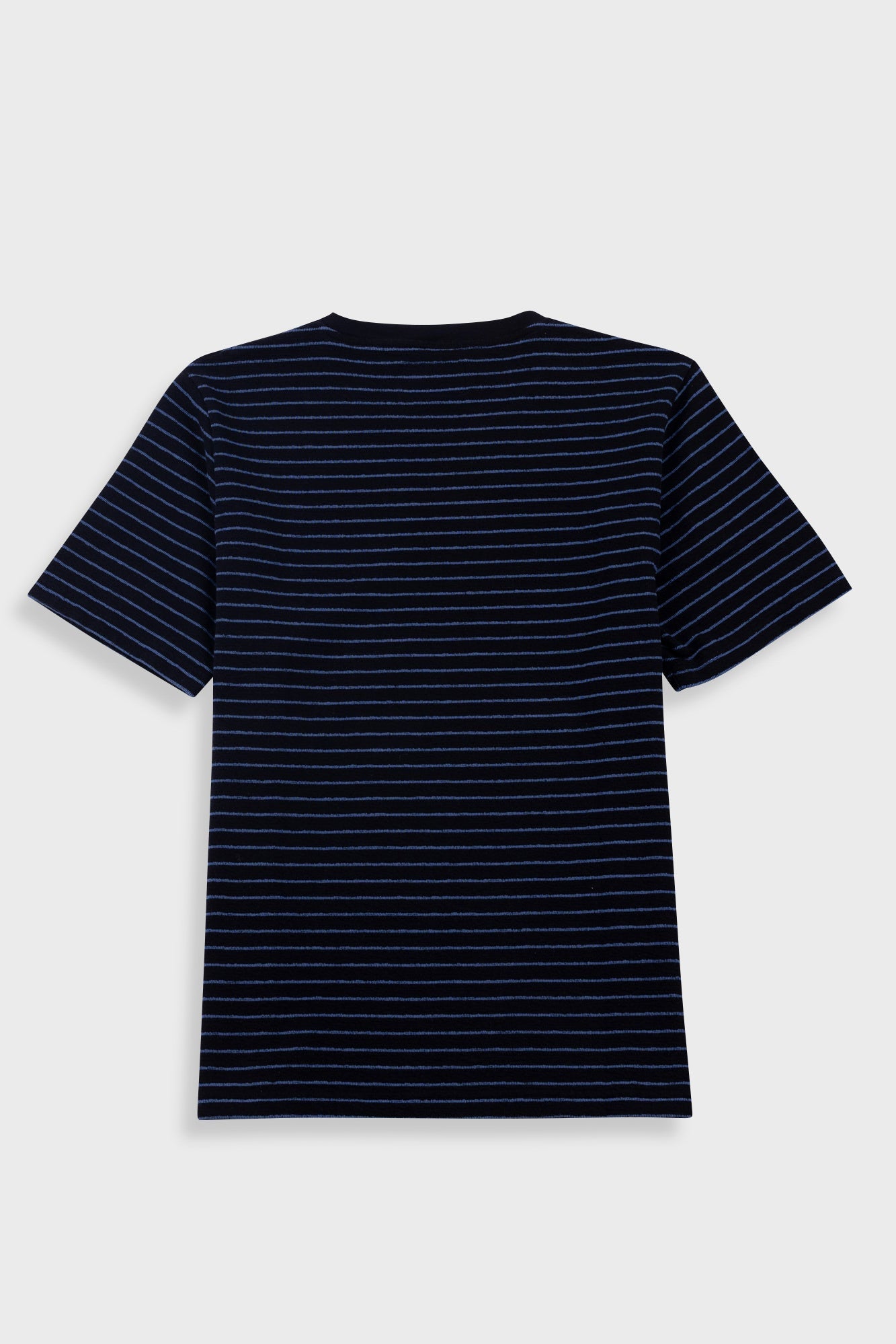 Folk Short Sleeve Textured Stripe T-Shirt Black/Soft Blue - Steranko Clothing Manchester
