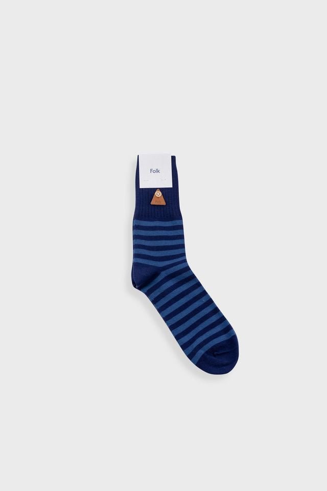 Folk Stripe Sock Blue Stripe - Steranko Clothing Manchester