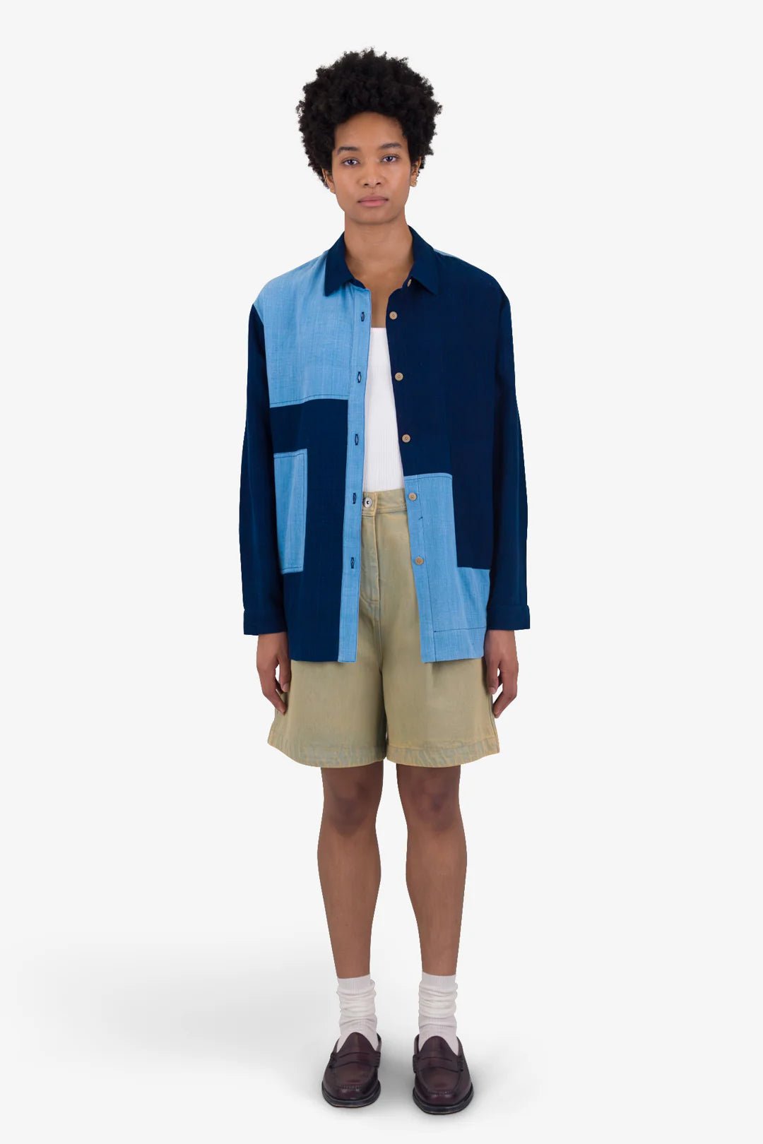 Folk W' Boyfriend Shirt Indigo Patchwork - Steranko Clothing Manchester