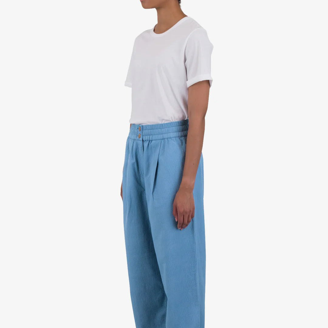 Folk W' Drawcord Baggy Pants Light Indigo Topstitch - Steranko Clothing Manchester