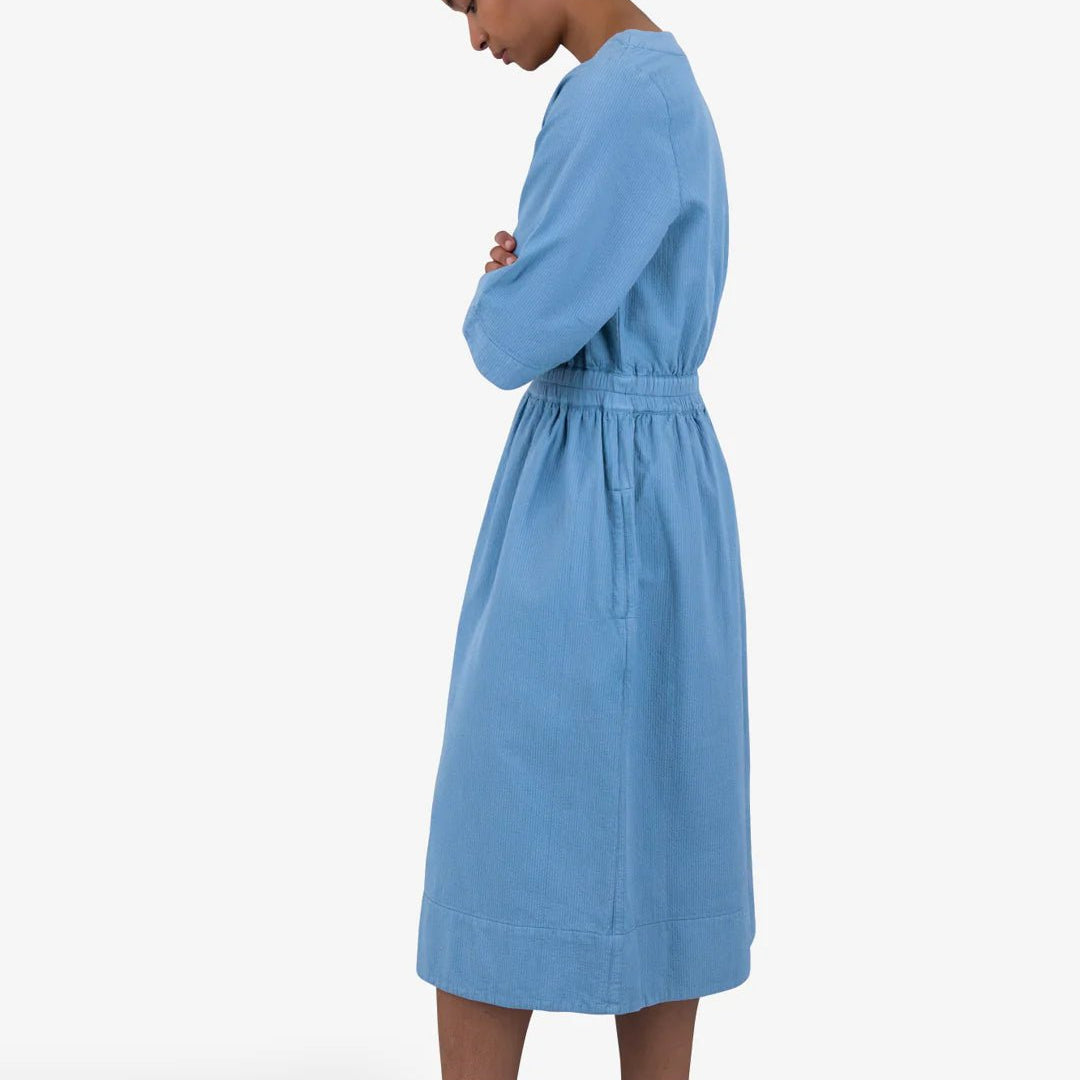 Folk W' Gathered Dress Light Indigo Topstitch - Steranko Clothing Manchester