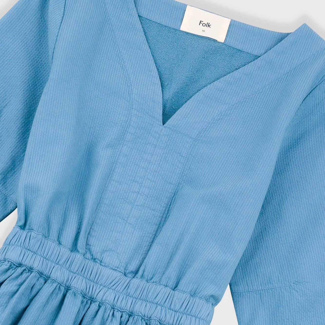 Folk W' Gathered Dress Light Indigo Topstitch - Steranko Clothing Manchester