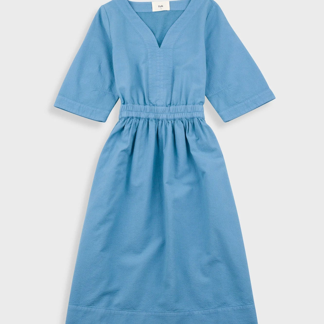 Folk W' Gathered Dress Light Indigo Topstitch - Steranko Clothing Manchester