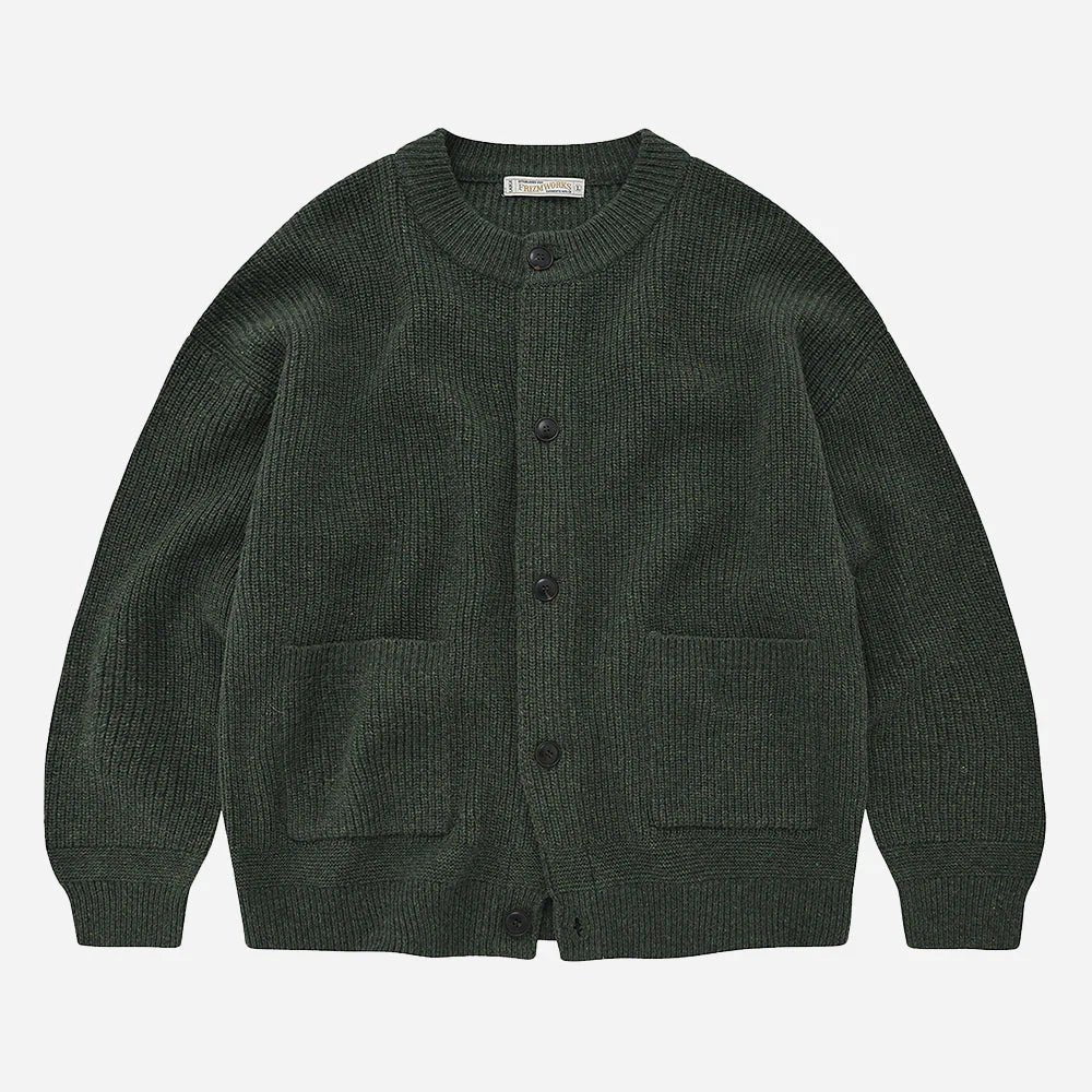 Frizmworks Heavy Wool Round Cardigan Forest Green - Steranko Clothing Manchester