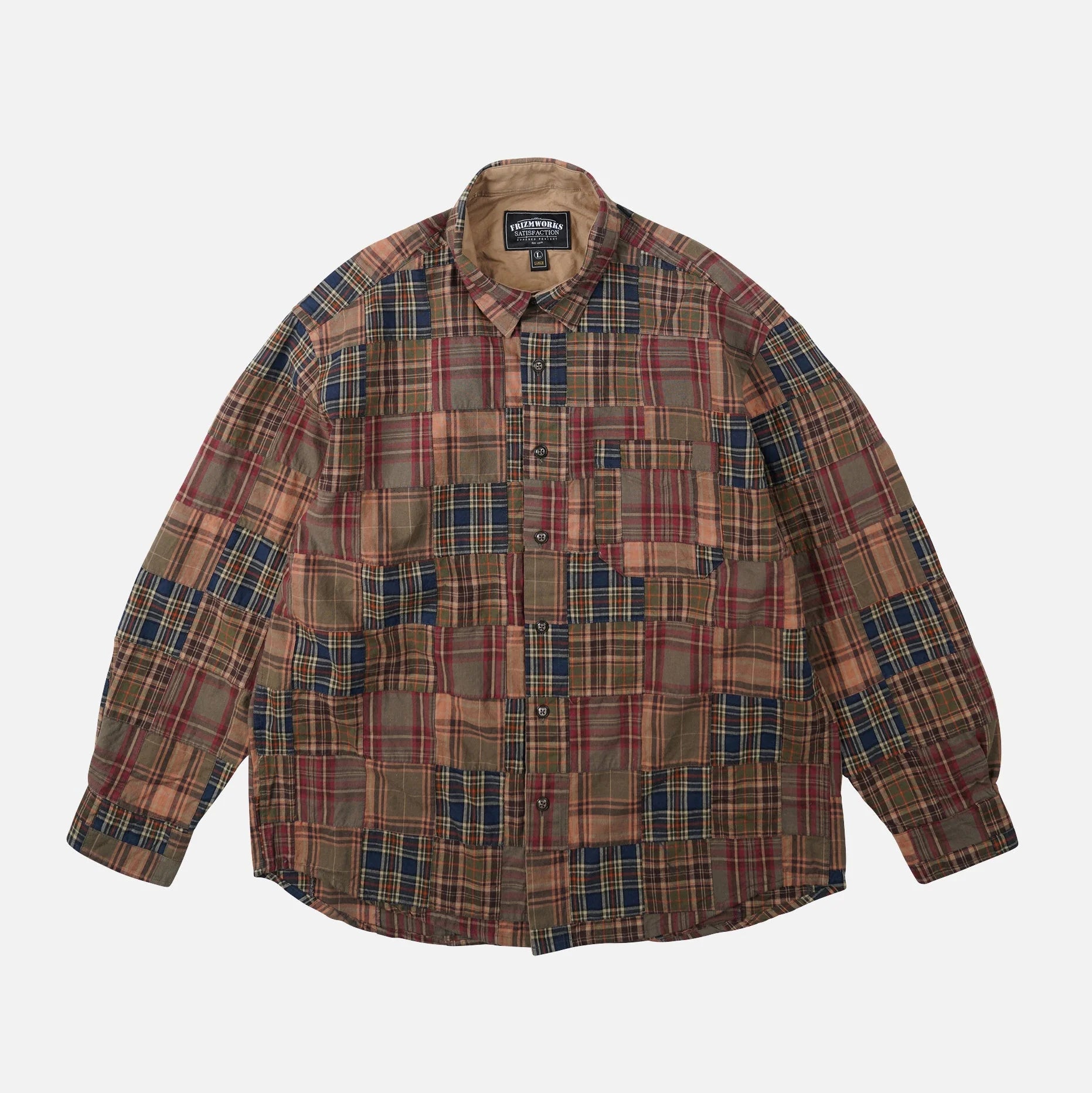 Frizmworks Madras Patchwork Relaxed Shirt Brownie - Steranko Clothing Manchester