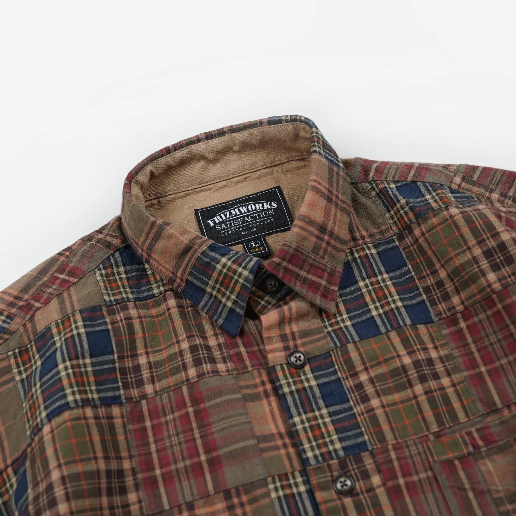 Frizmworks Madras Patchwork Relaxed Shirt Brownie - Steranko Clothing Manchester