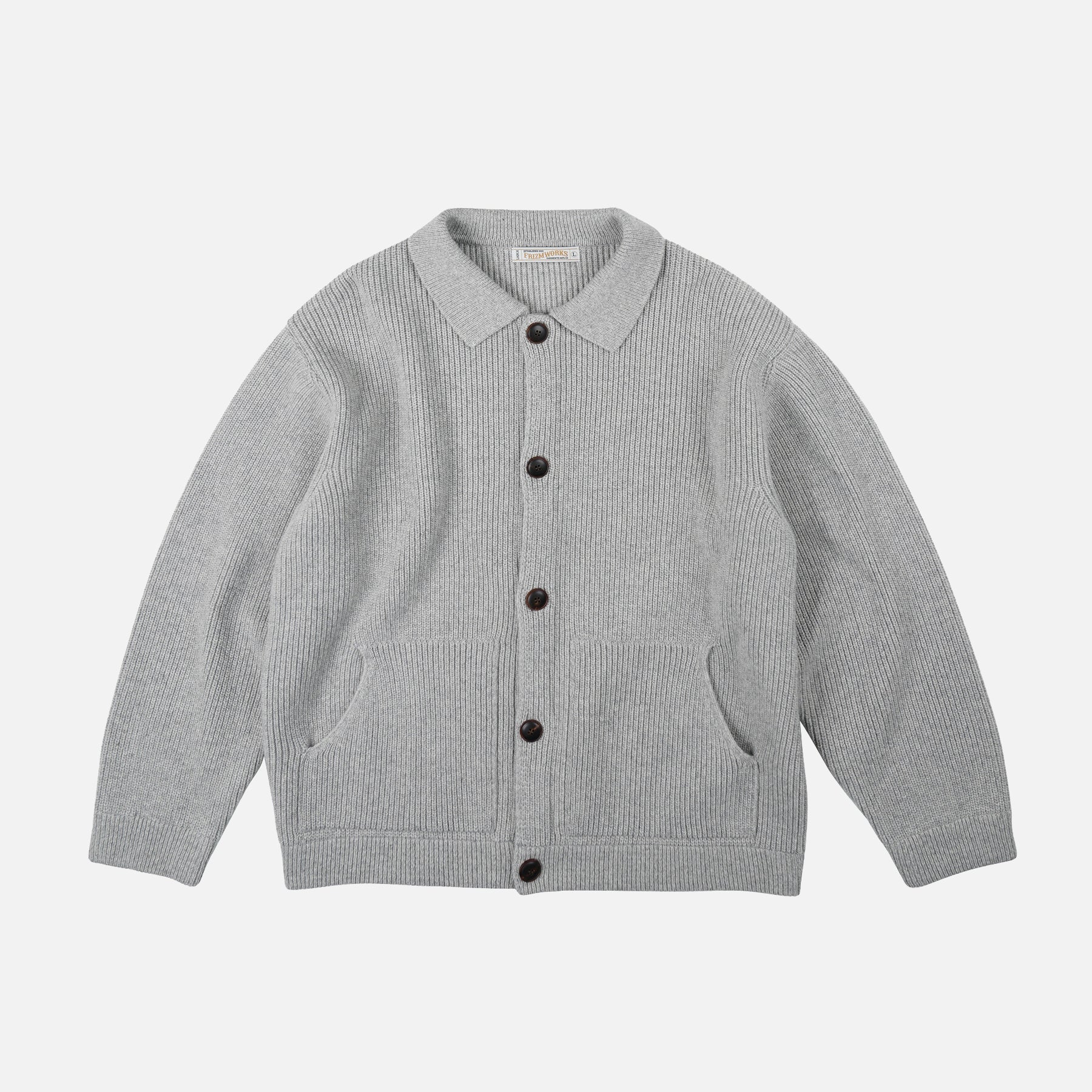 Frizmworks Ultra Heavyweight Collar Cardigan Light Grey - Steranko Clothing Manchester