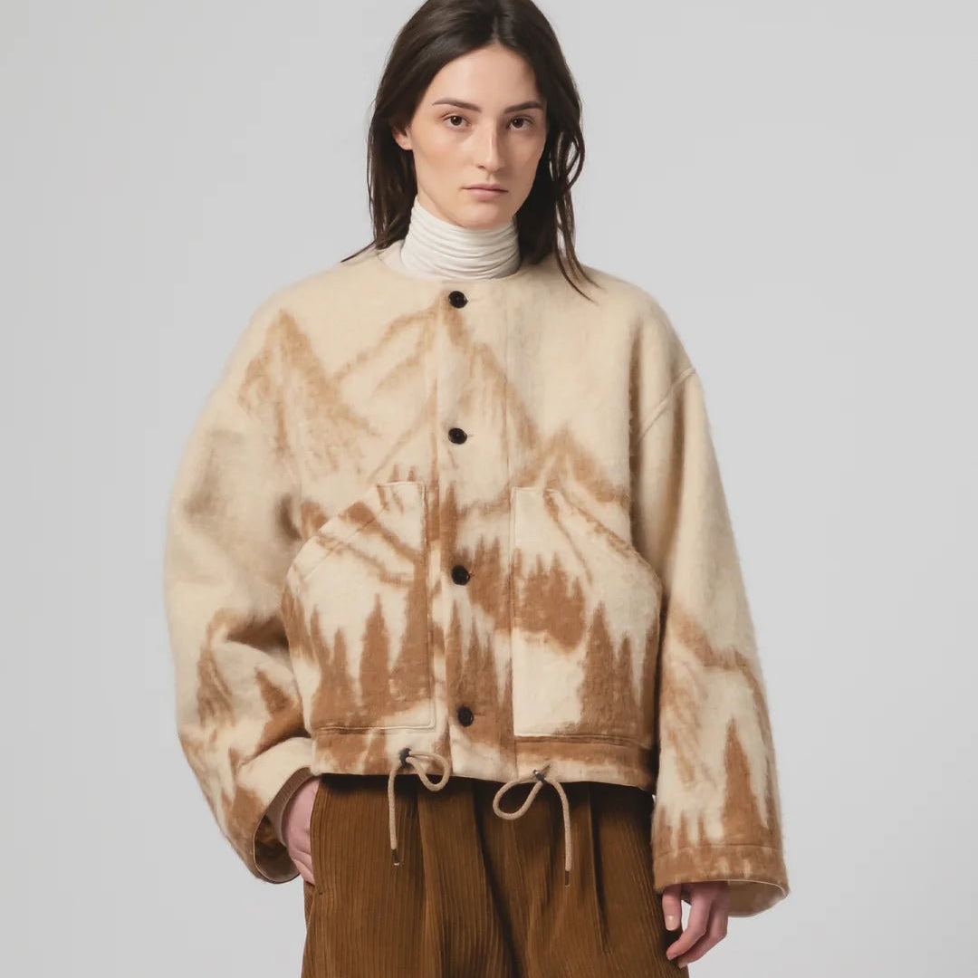 Girls Of Dust Nuclear Jacket Mountain Jacquard Cream / Brown - Steranko Clothing Manchester
