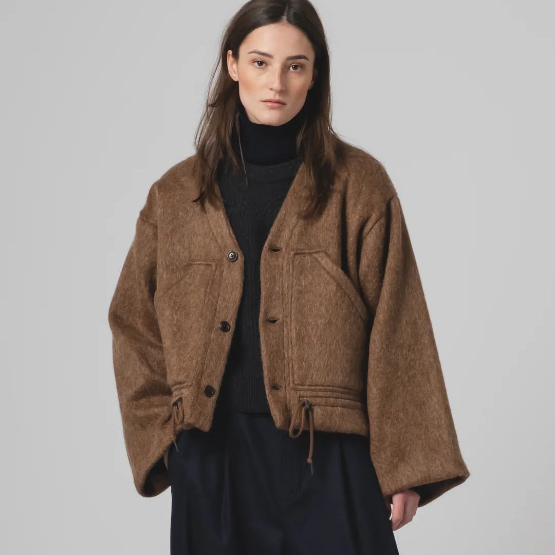 Girls Of Dust Reactor Jacket Mohair Fleece Java Brown - Steranko Clothing Manchester