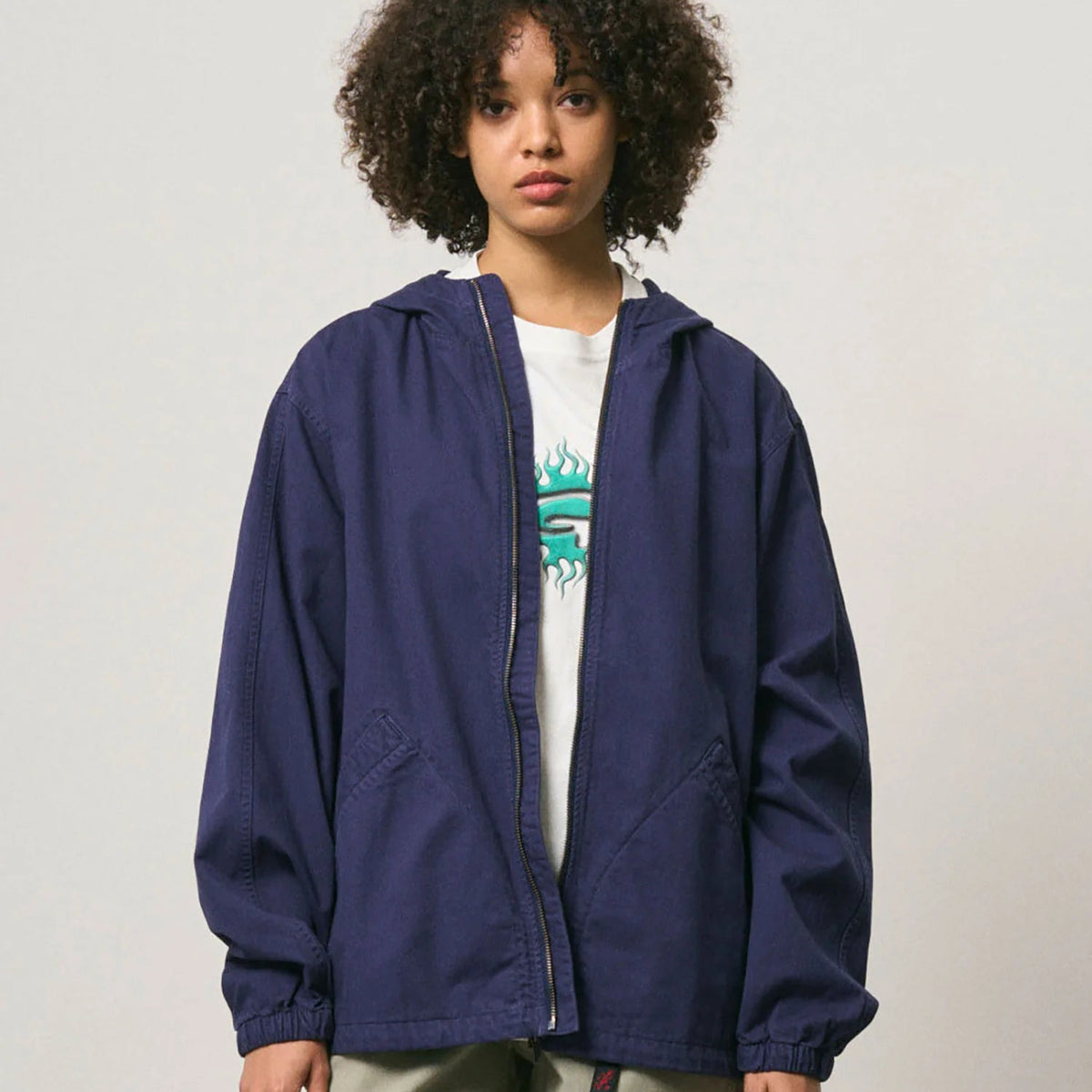 Gramicci Herringbone Hooded Jacket Navy - Steranko Clothing Manchester