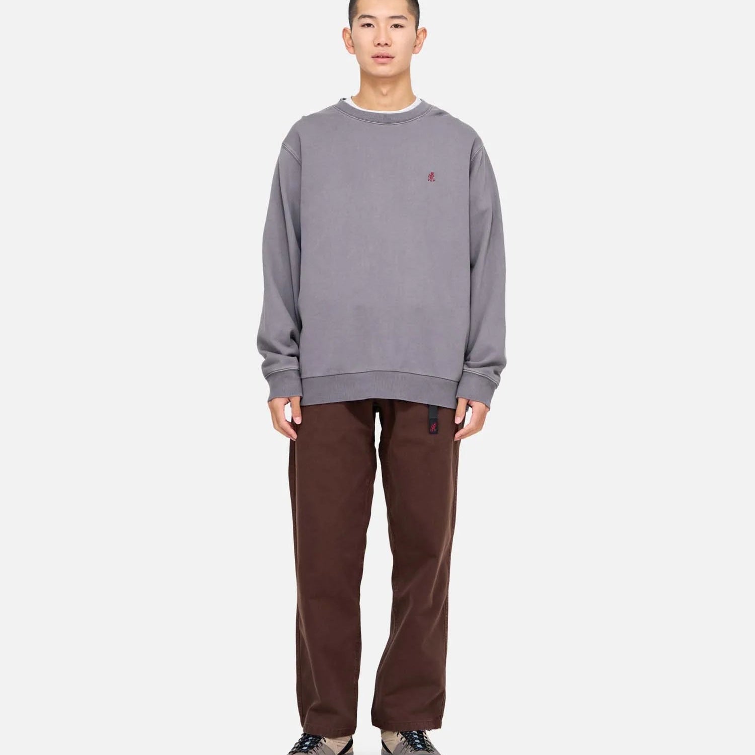 Gramicci One Point Crew Sweatshirt Charcoal Pigment - Steranko Clothing Manchester